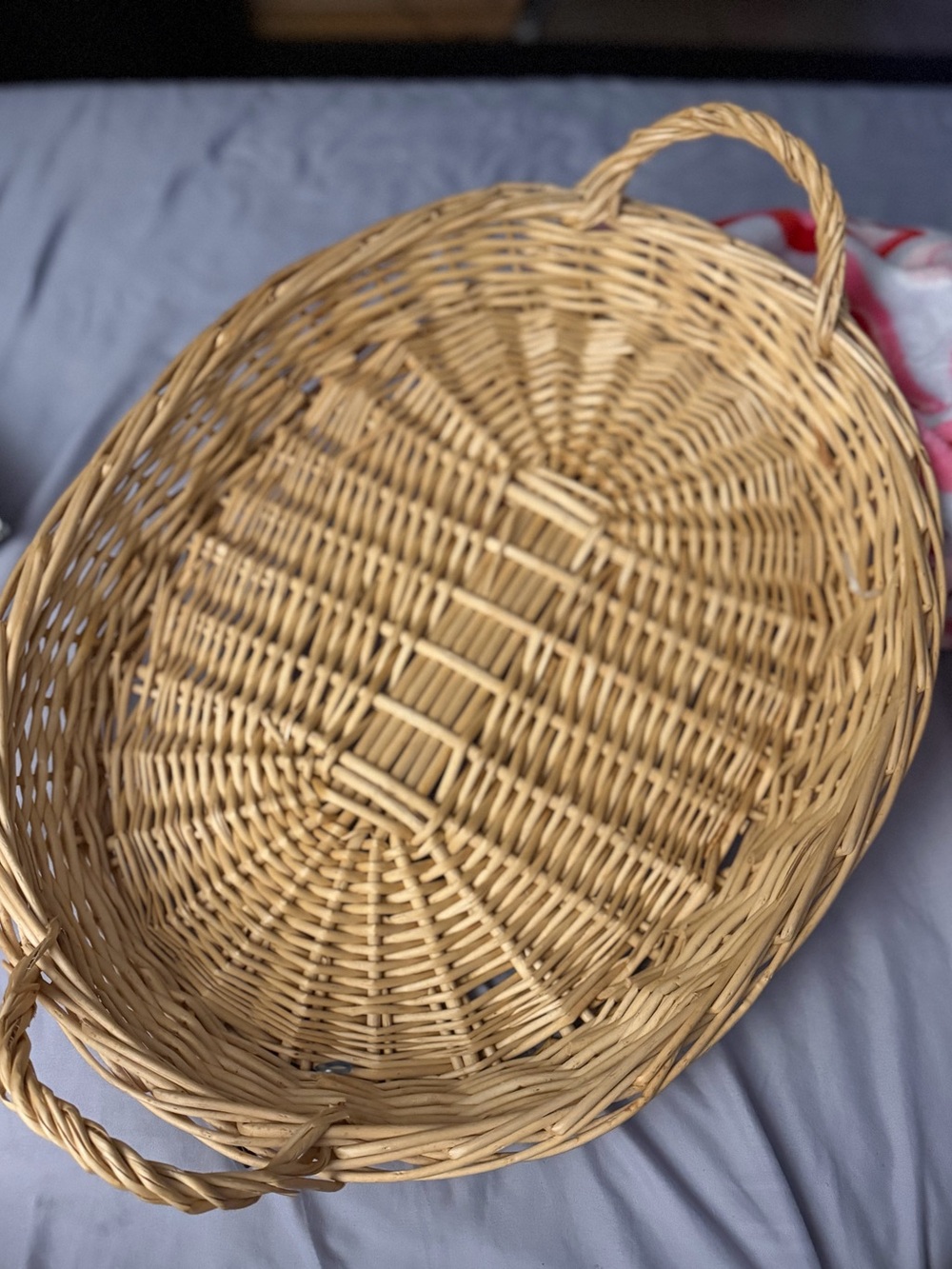 Handwoven Wicker Natural Tan Rattan Basket with Handles
